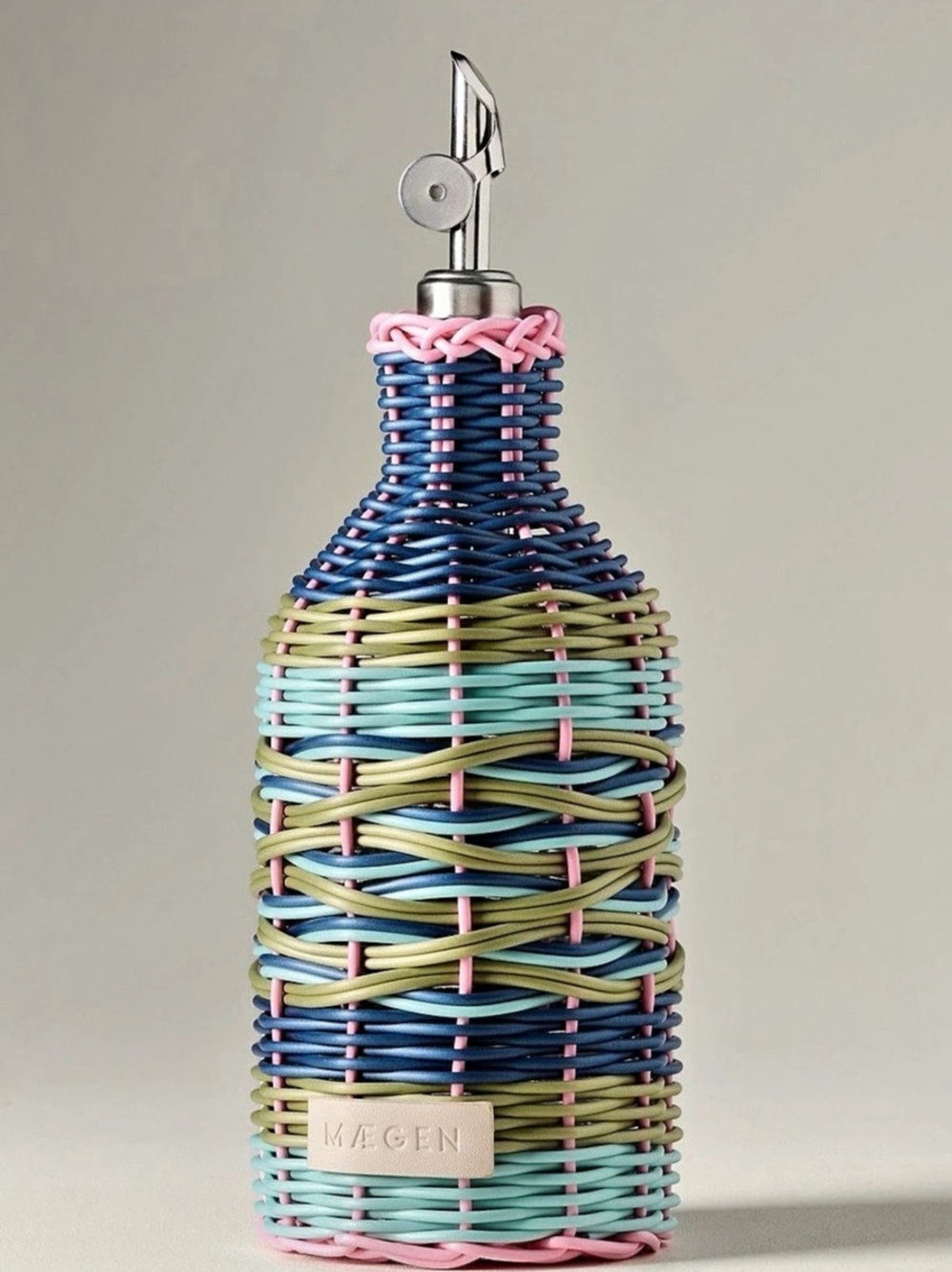 Magen Woven Pump Bottle in Blue & Pink Like New